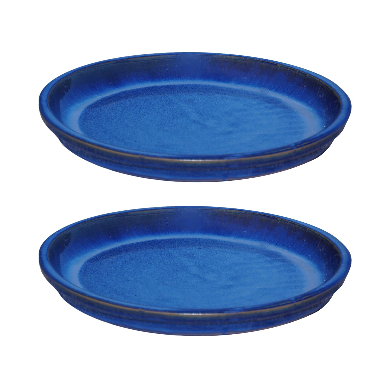 Round Blue Ceramic Plant Saucer