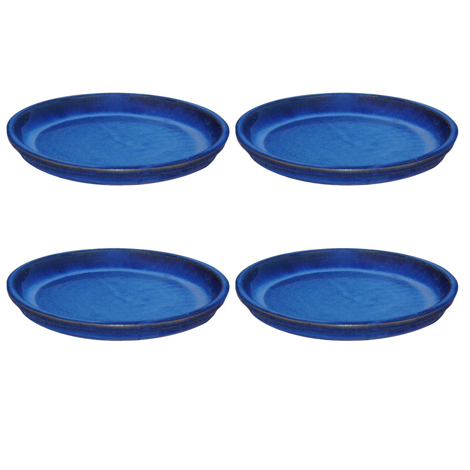 Round Blue Ceramic Plant Saucer