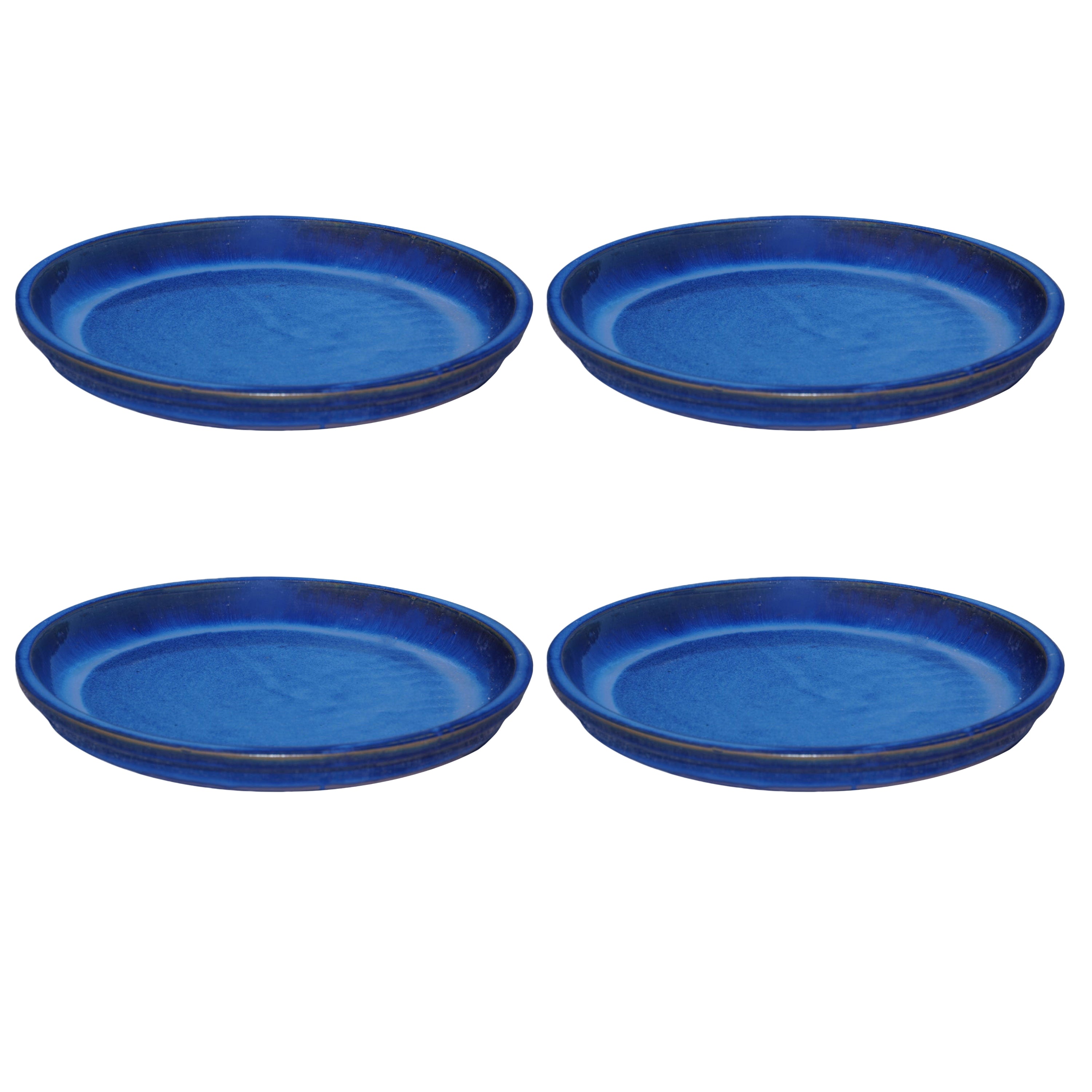 Round Blue Ceramic Plant Saucer