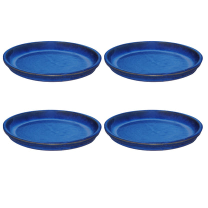 Round Blue Ceramic Plant Saucer