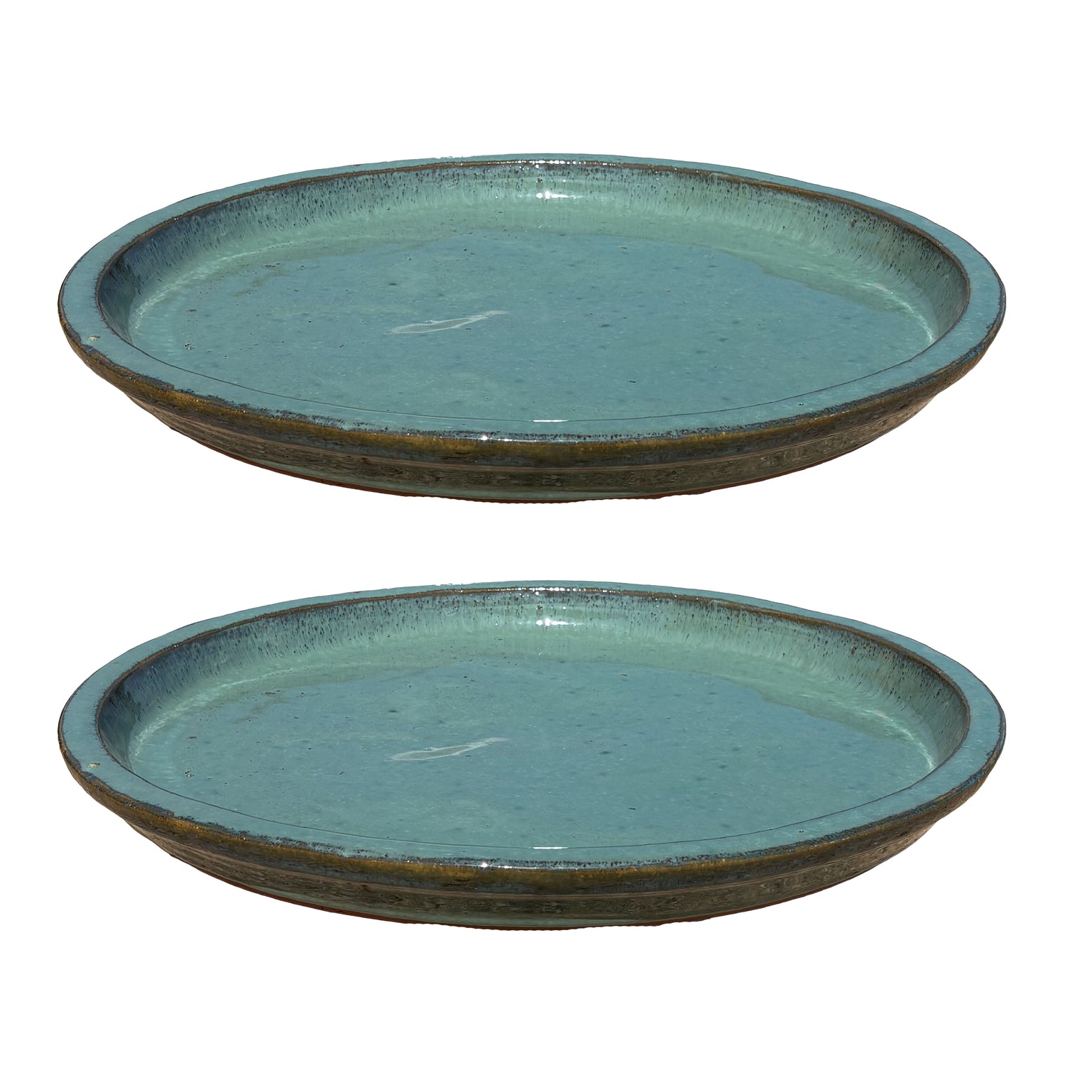 Round Falling Green Ceramic Plant Saucer