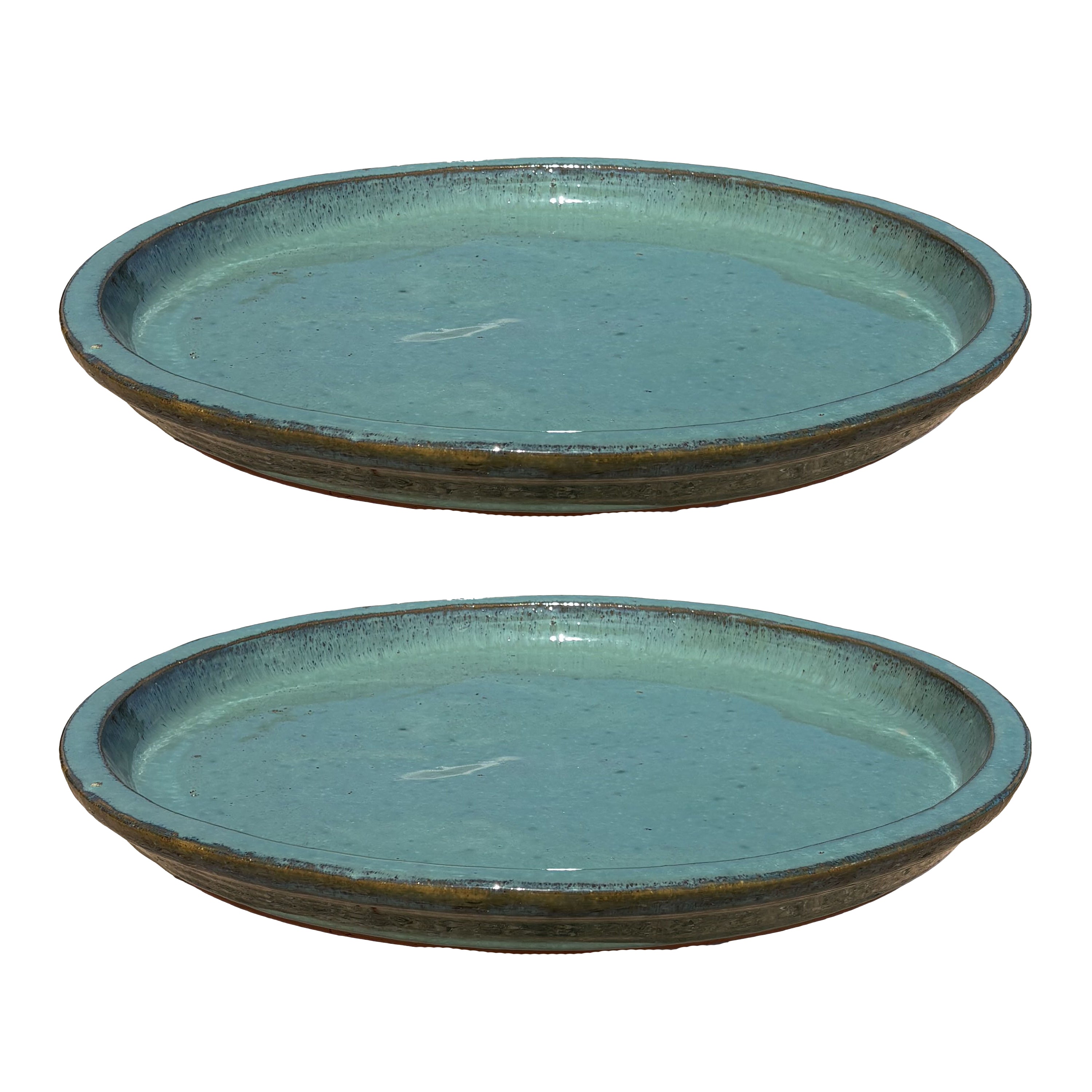 Round Falling Green Ceramic Plant Saucer