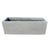 Low grey rectangular fiberstone planter shown from the front with a slight top angle, highlighting its low-profile rectangular form and clean stone-look finish.