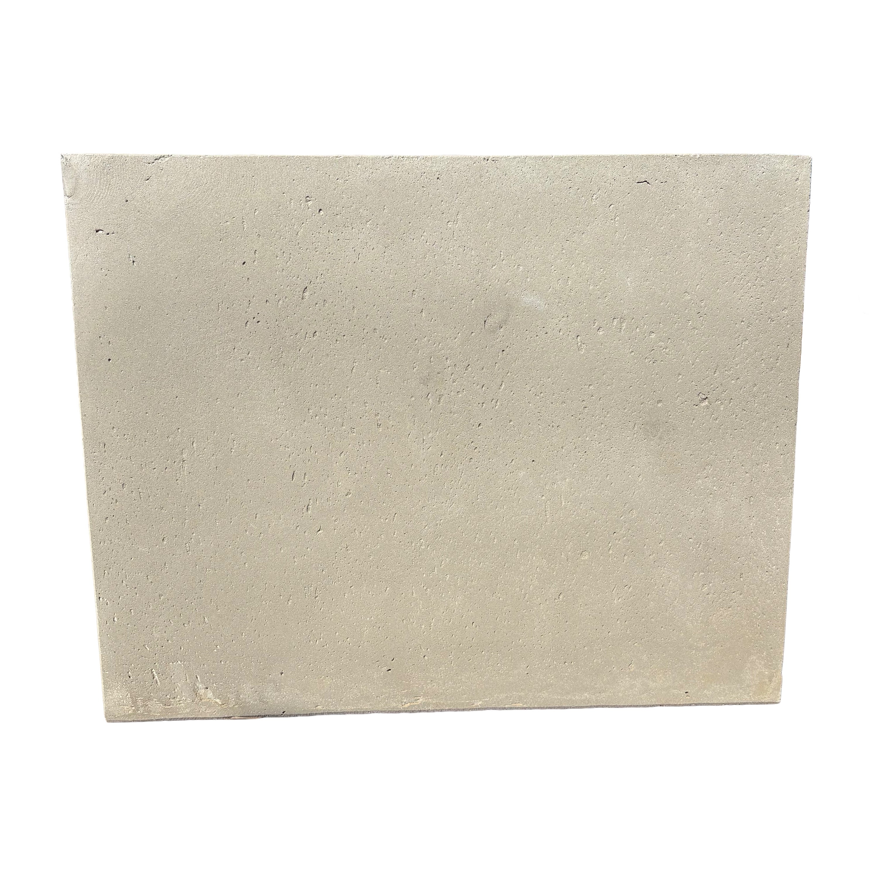 Front-facing view of a 30-inch tall grey rectangular fiberstone planter with a clean white stone-look finish and modern rectangular design.
