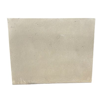 Front-facing view of a 30-inch tall grey rectangular fiberstone planter with a clean white stone-look finish and modern rectangular design.