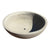 Grey low bowl fiberstone planter shown from an angled top perspective, highlighting its wide bowl shape and smooth stone-look finish.