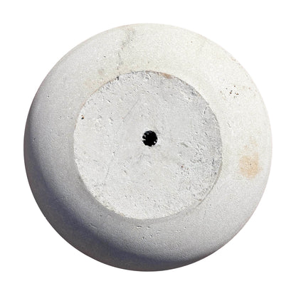 Bottom view of white low bowl fiberstone planter, showing its solid base structure and durable construction details.