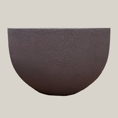 Front view of brown large poly pot with clean modern profile and smooth rounded silhouette in earthy brown tone