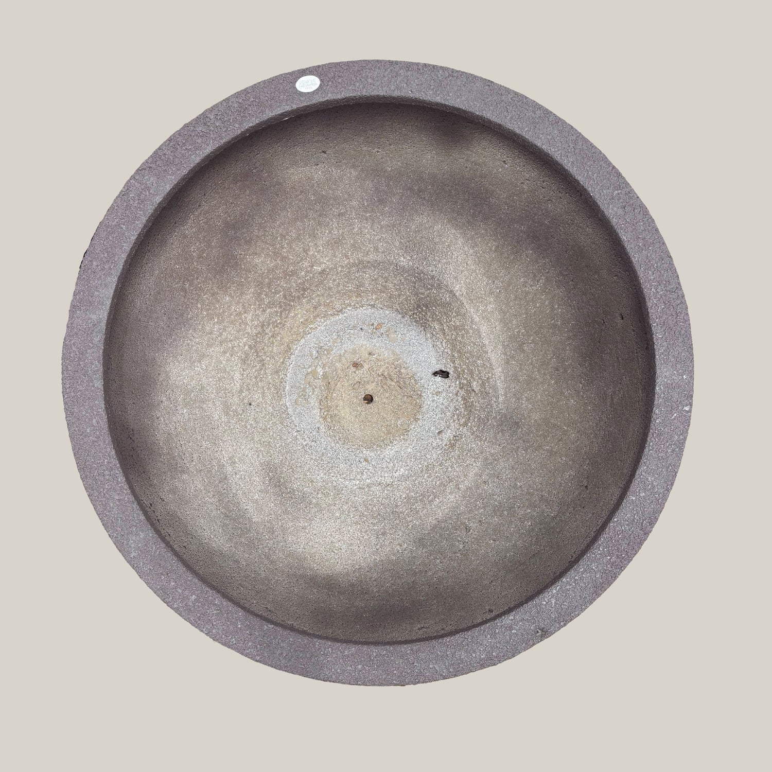 Top view of brown large poly pot showing wide circular opening and spacious interior for large plant arrangements