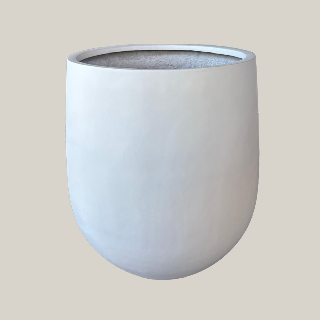 6P02T01 - White Rounded Ceramic Planter