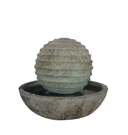 772WFR1FS - Antique Aqua Rustic Ridged Orb Fountain - FREE SHIPPING