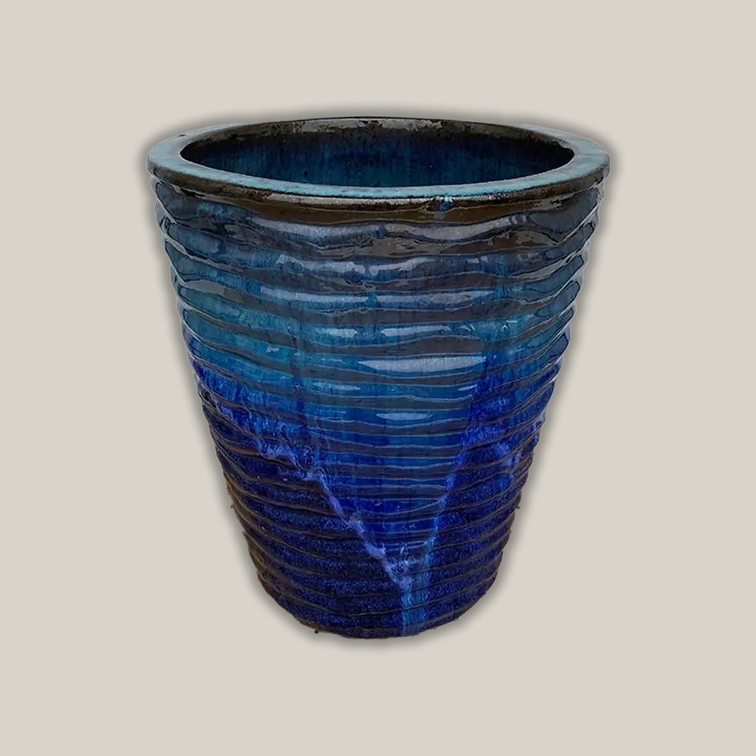 8036N33 - Marble Green/Blue Ripple Cone Pot