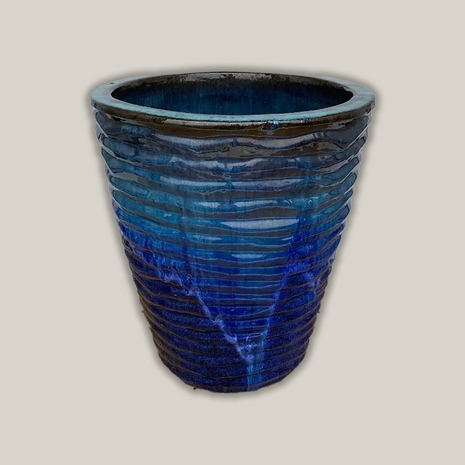8036N33 - Marble Green/Blue Ripple Cone Pot