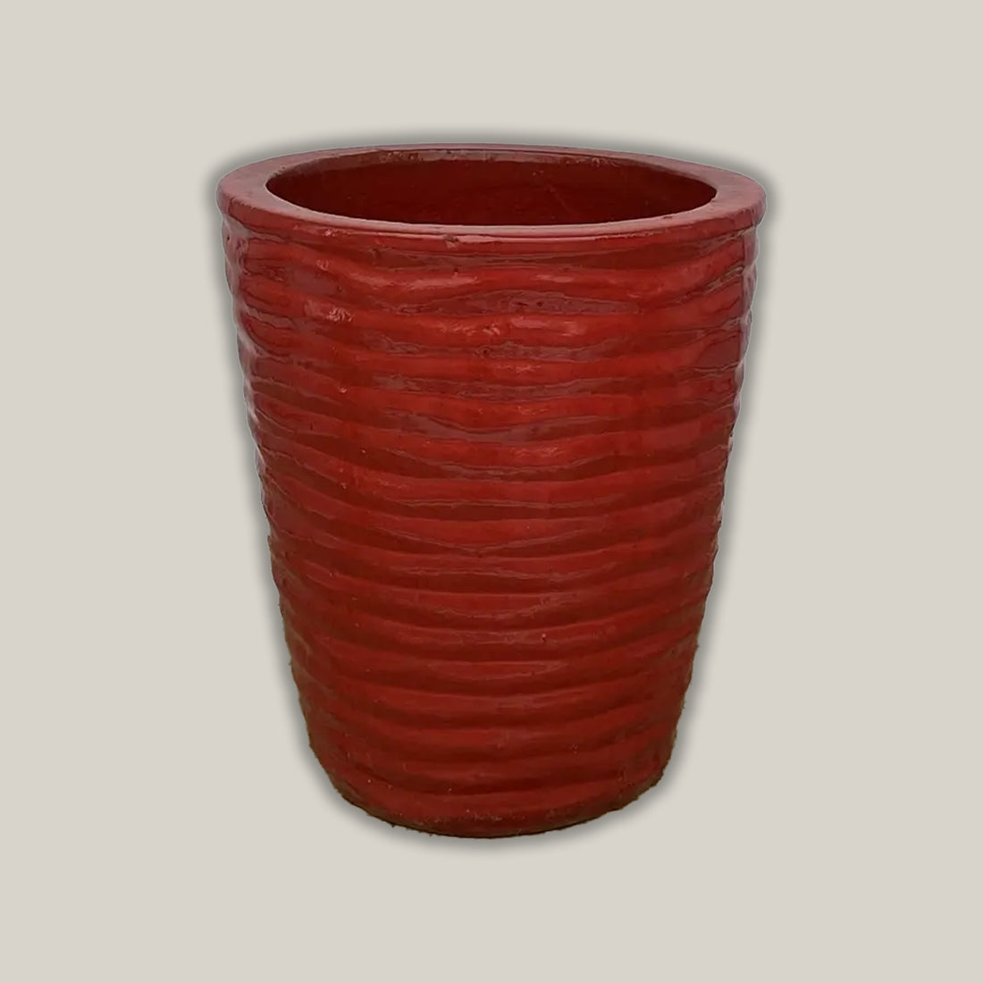 8036S27 - Bright Red Ripple Cone Pot
