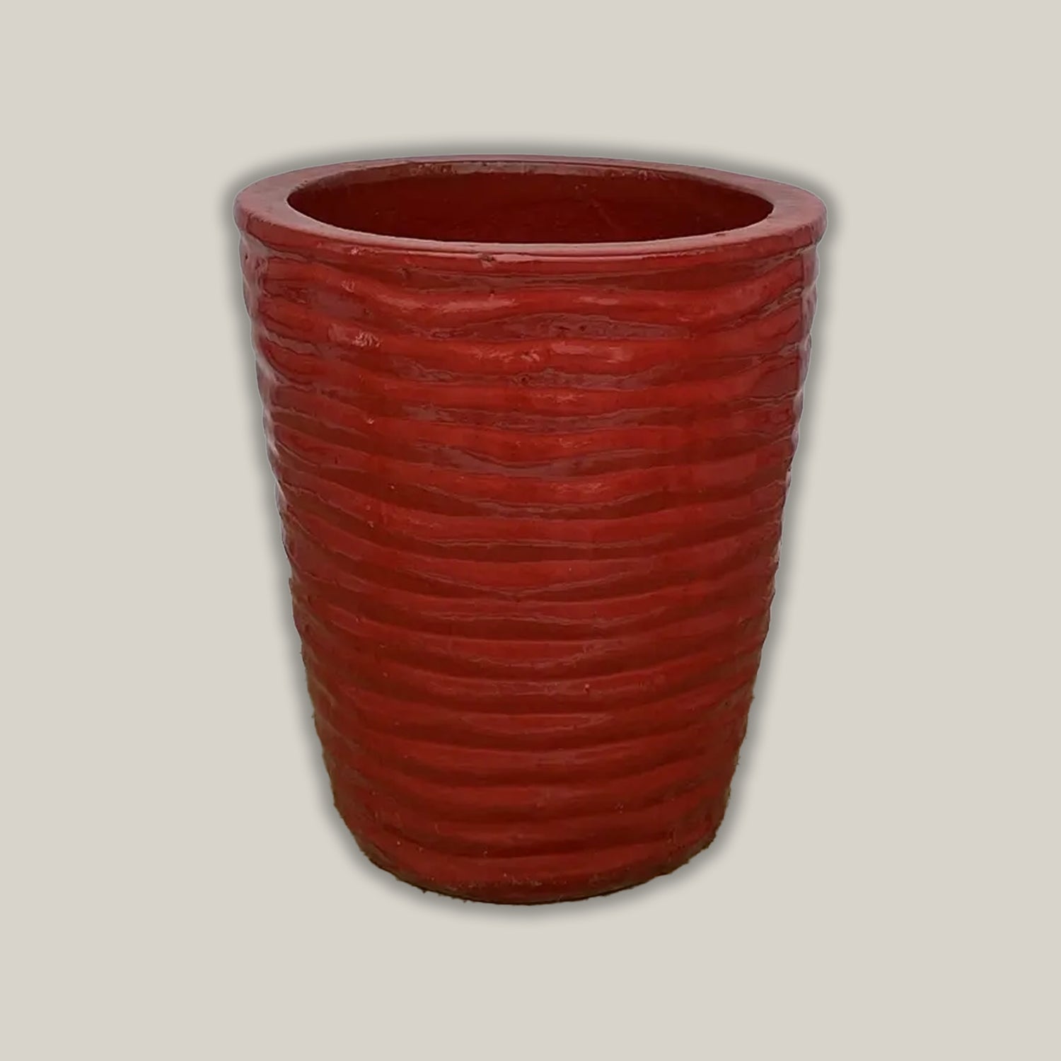 red ceramic flower pots Bright Red Ripple Cone Pot