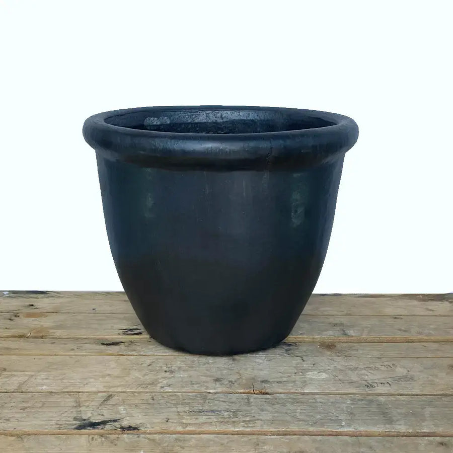 Ceramic Low Cana Pot Black| Ten Thousand Pots