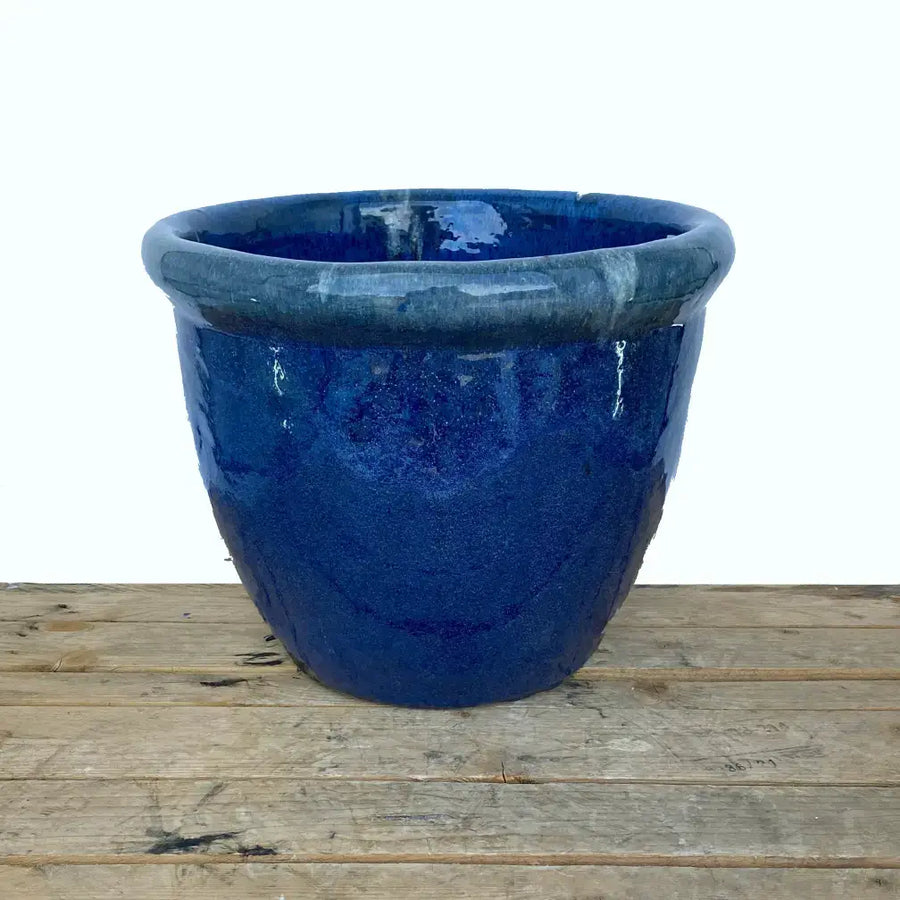 Ceramic Low Cana Pot Blue | Ten Thousand Pots
