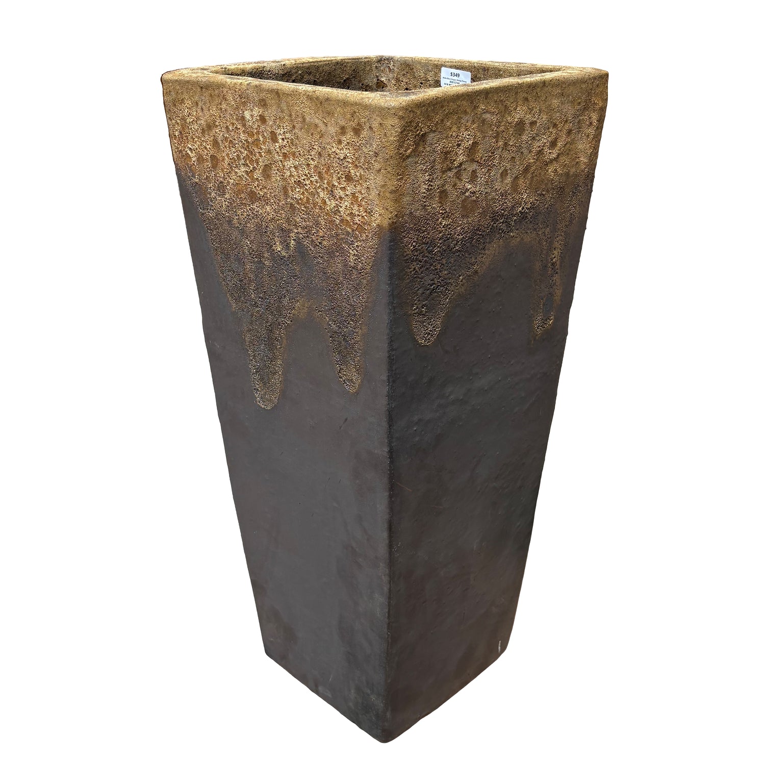 Angkor/Matte Black Dragon wedge planter, slightly angled view with handcrafted ceramic finish and tapered wedge shape