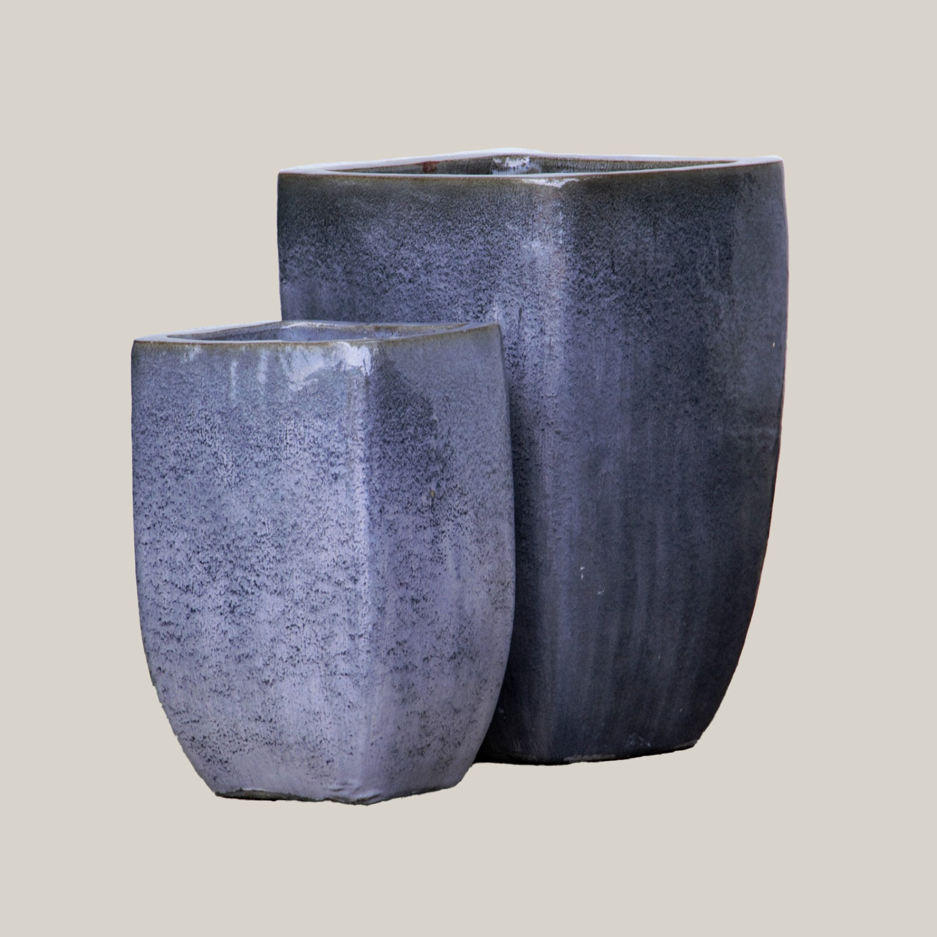 Grey Milan Rounded Edge Square Ceramic Pot