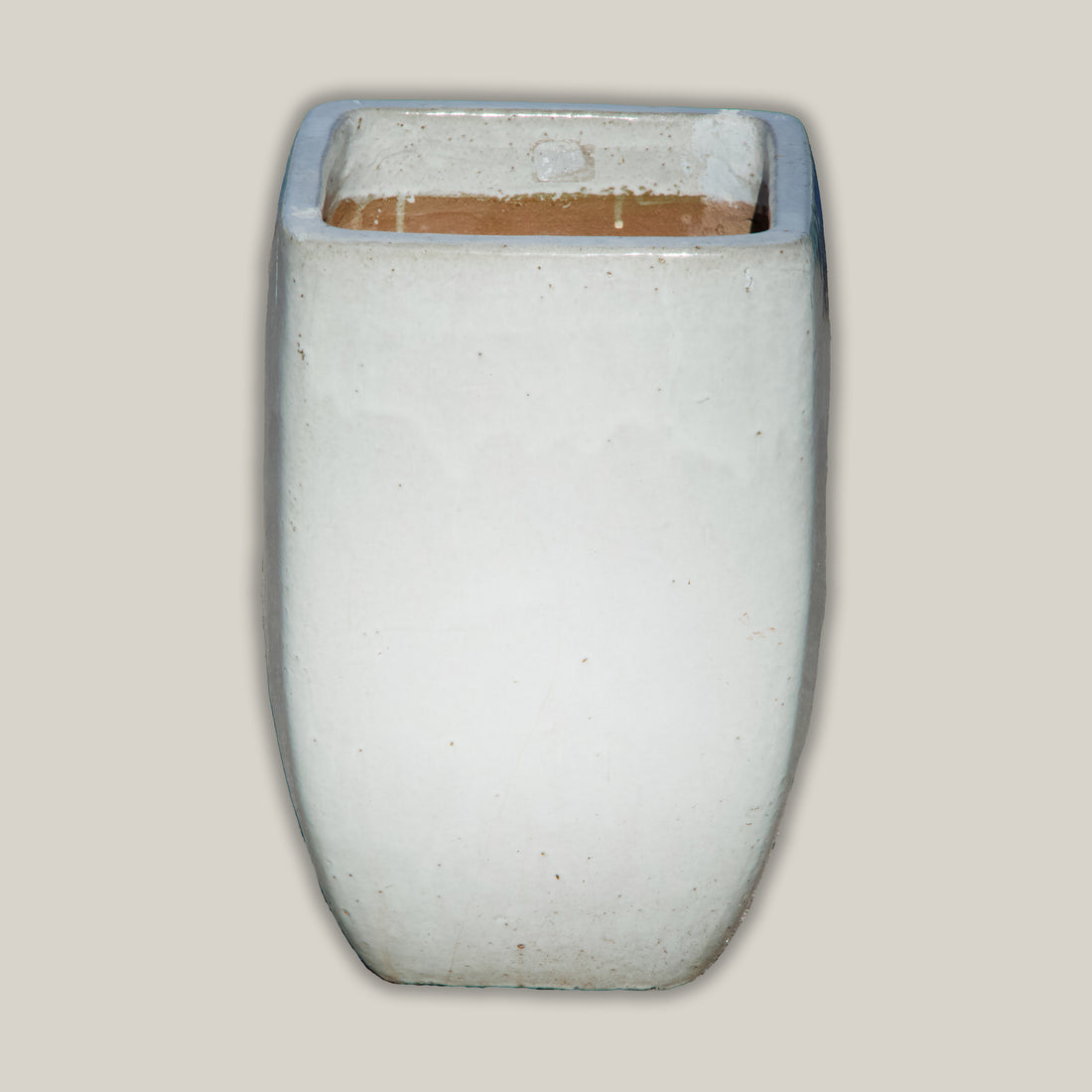 8107N12 - White Milan Rounded Edge Square Ceramic Pot