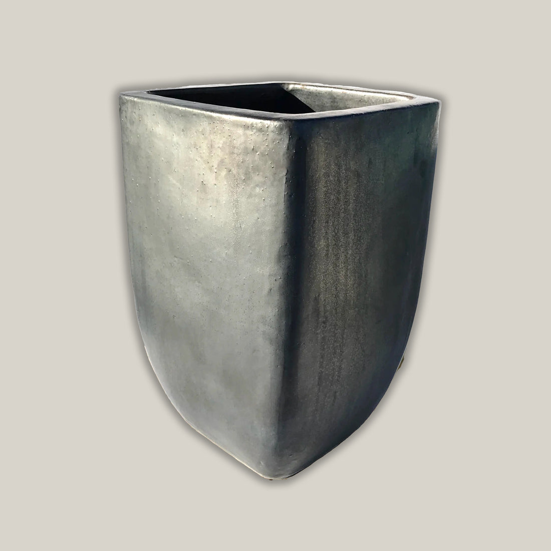 8107N14FS - Matte Black Milan Rounded Edge Square Ceramic Pot - FREE SHIPPING
