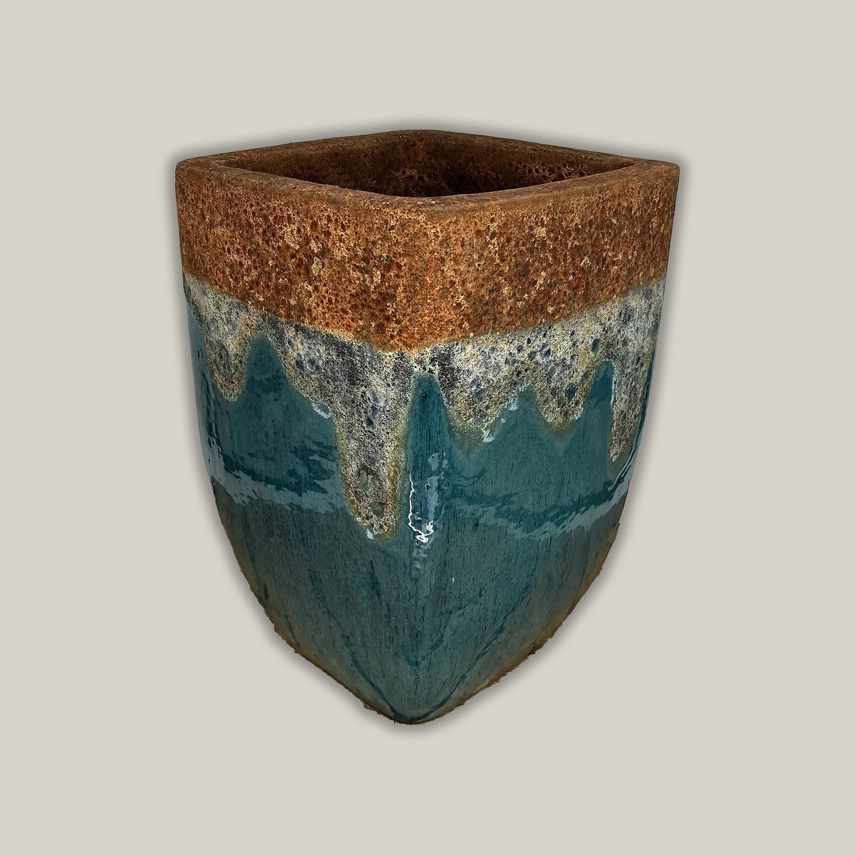 8107S43 - Angkor/Marble Green Milan Rounded Edge Square Ceramic Pot