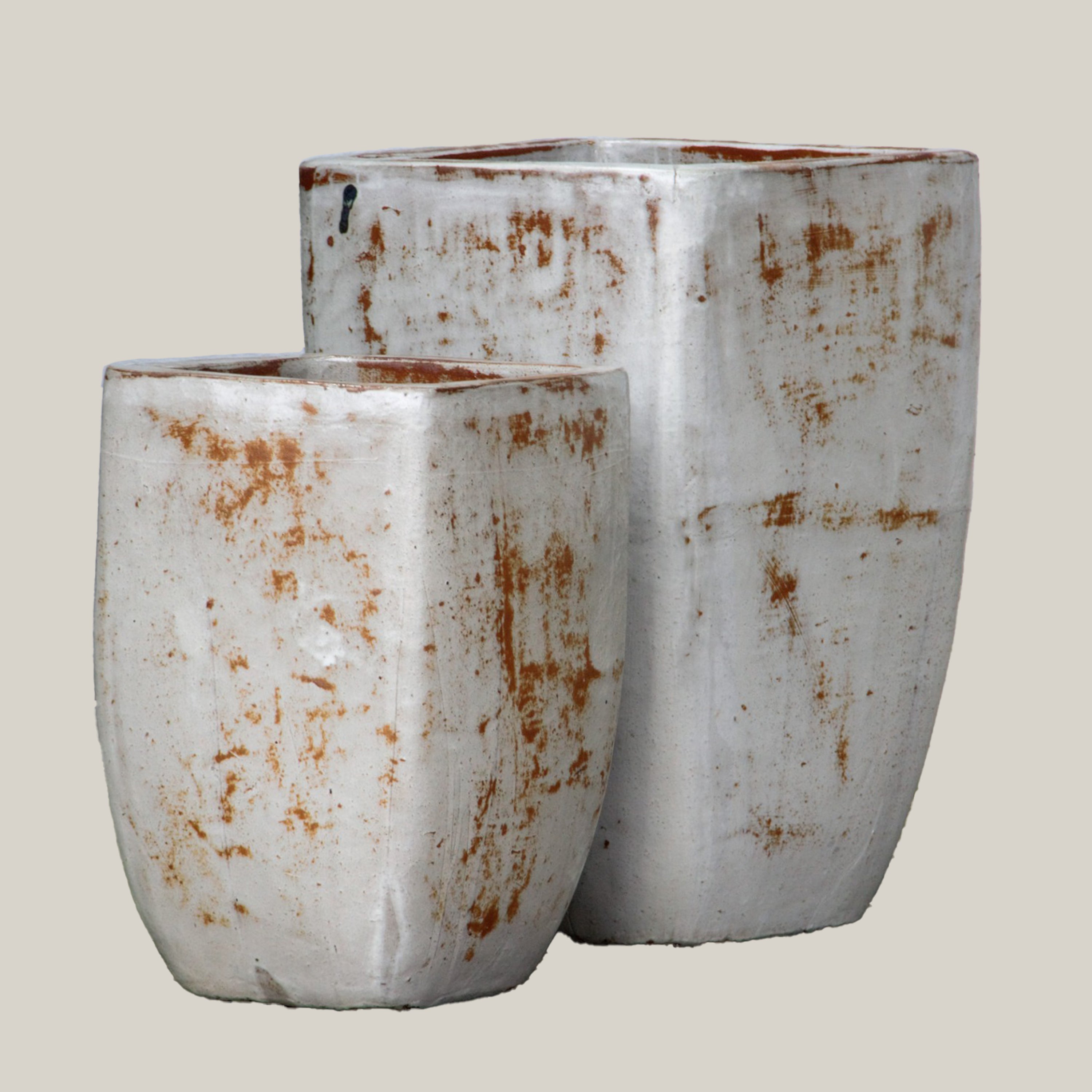 Tuscany Ivory Milan Rounded Edge Square Ceramic Pot