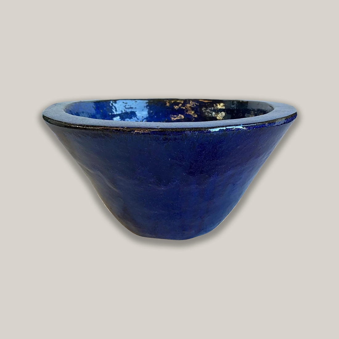8161N8FS - Blue Ceramic Cone Bowl Planter - FREE SHIPPING
