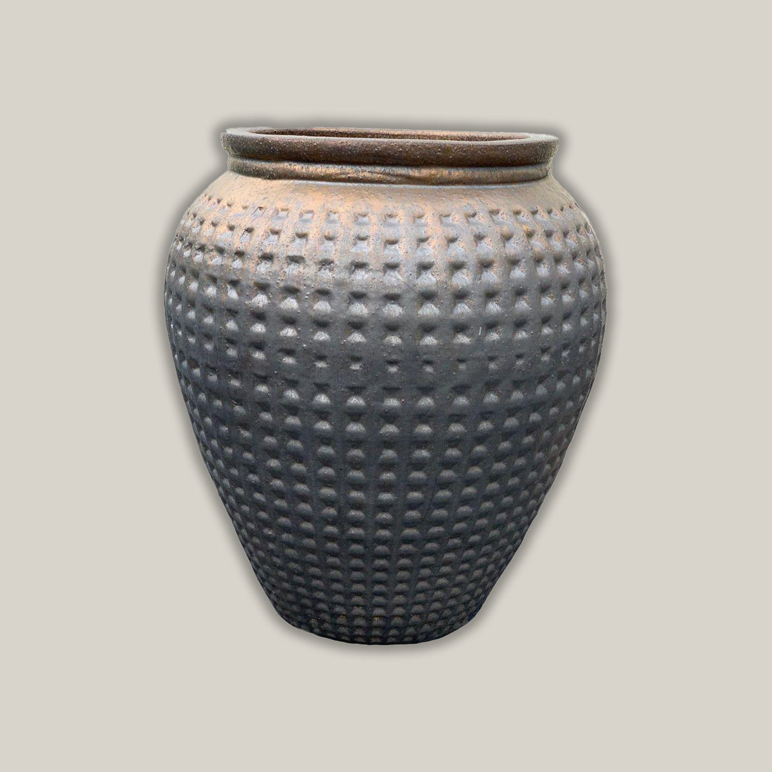 8171S1 - Heavy Metal Ceramic Waffle Jar - Large