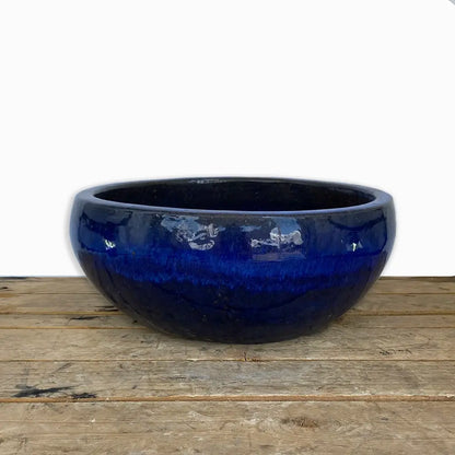 Low Ceramic Bowl Planter Blue | Ten Thousand Pots