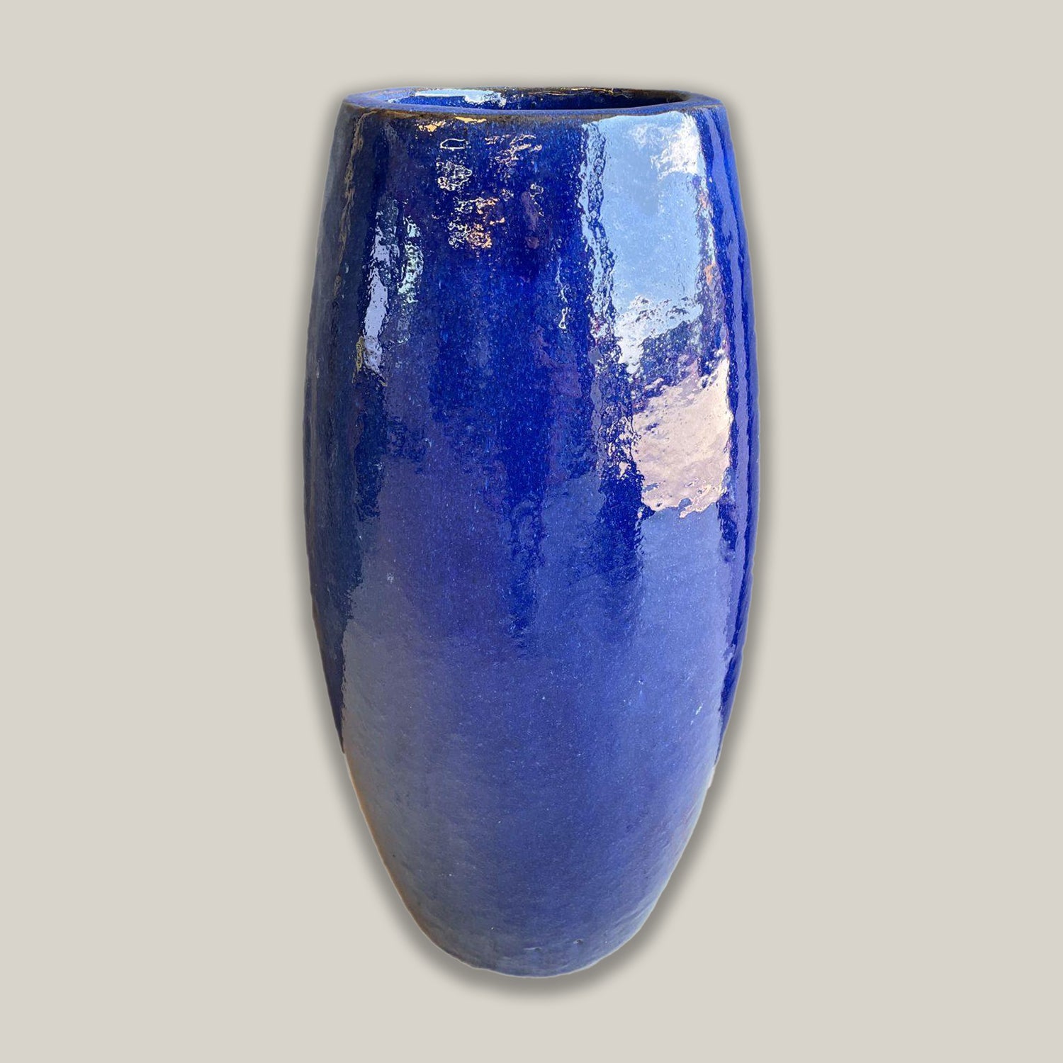 blue glazed plant pots Blue Ceramic Drum Pot