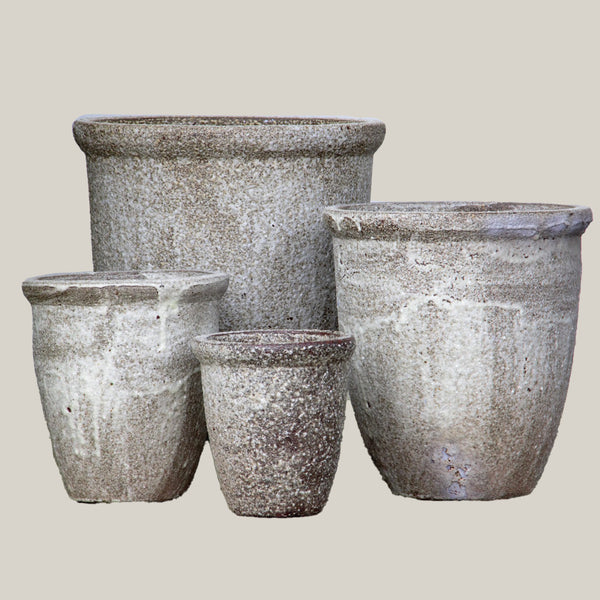 large silver plant pots Stone White Ceramic Cana Pot