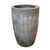 Tall fluted grey ceramic planter, slightly angled view with vertical ribbed design and handcrafted glazed finish