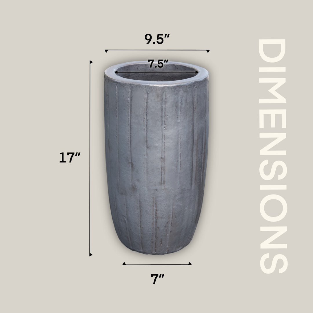 Vertical Lines Round Ceramic Planter