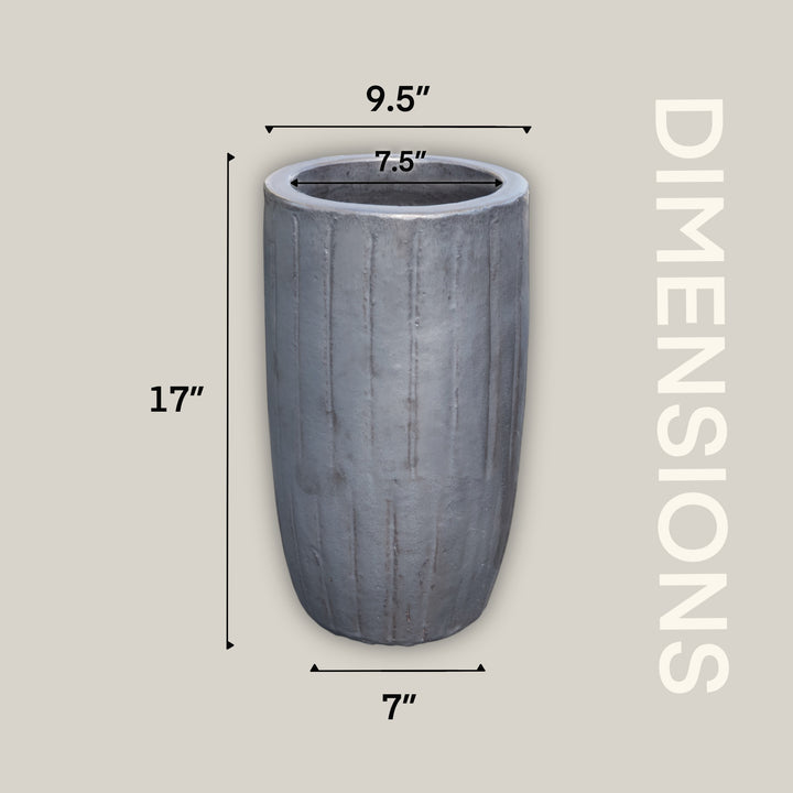 Vertical Lines Round Ceramic Planter