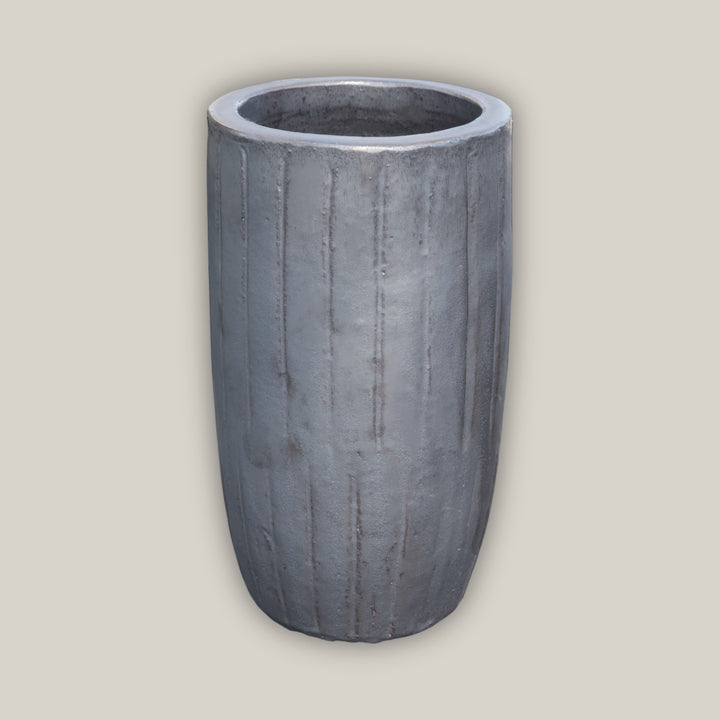 Vertical Lines Round Ceramic Planter