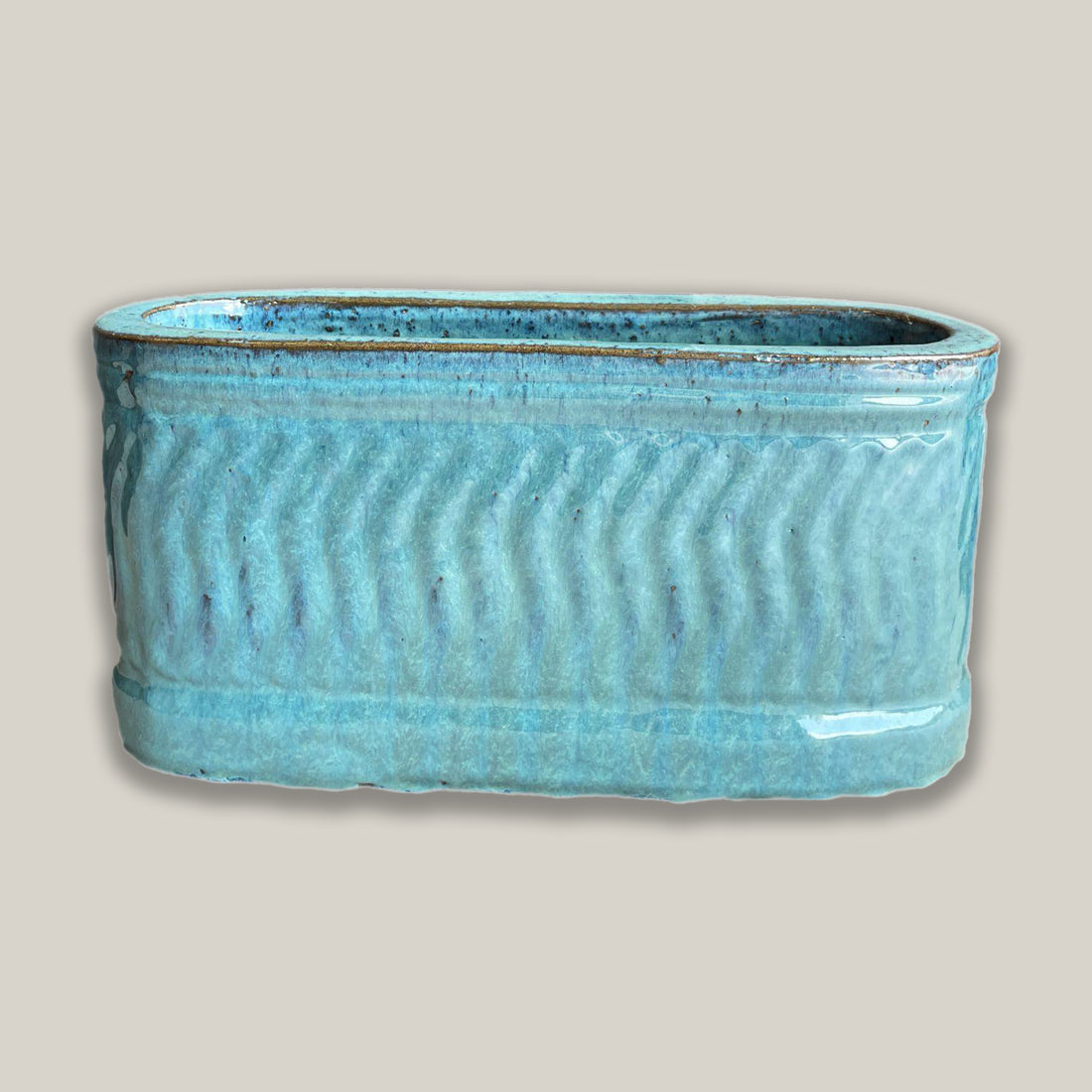 8435N19 - Marble Green Athena Wide Oval Ceramic Planter
