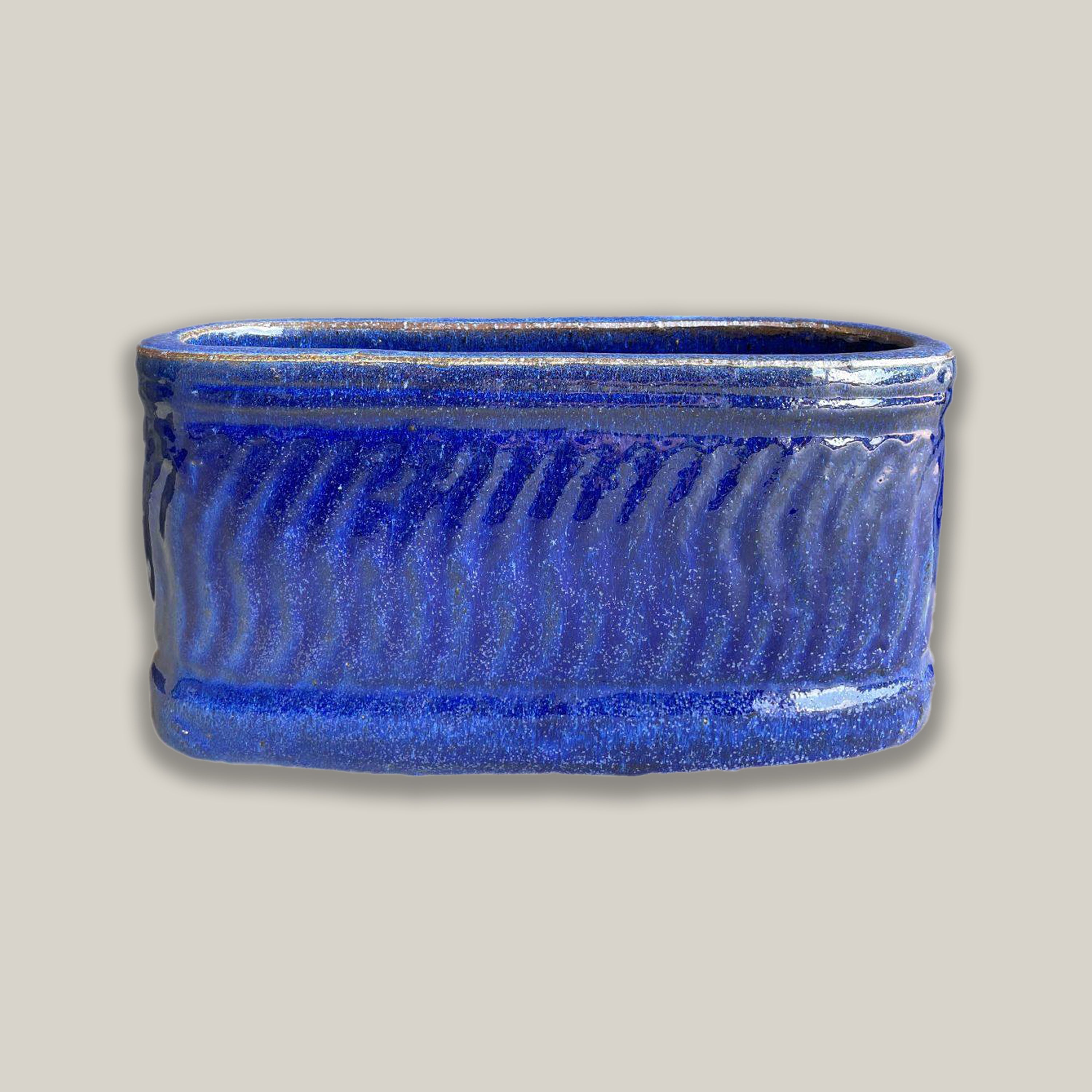 8435N70FS - Antique Blue Athena Wide Oval Ceramic Planter - FREE SHIPPING