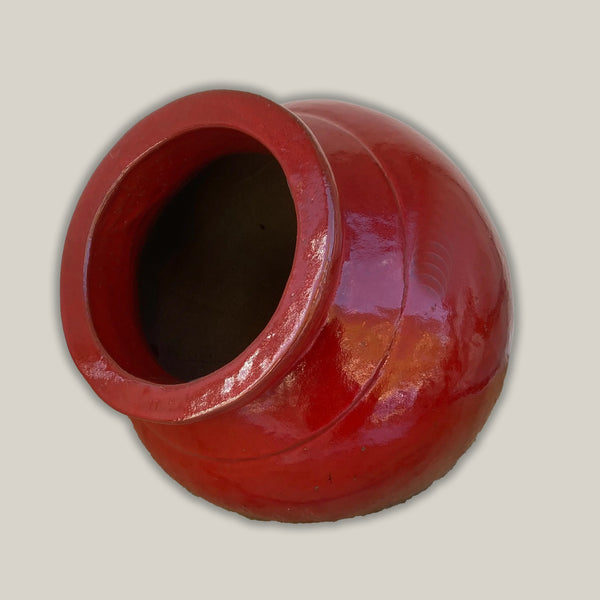 Bright Red Ceramic Tilted Planter Pot