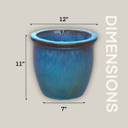 cheap giant plant pots Marble Green Double Rim Ceramic Planter