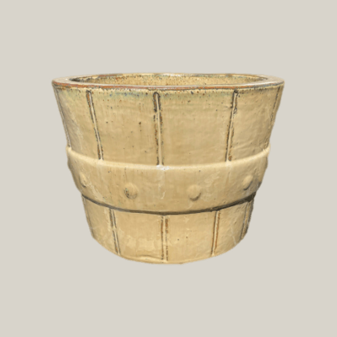 8457N7 -Cream Ceramic Barrel Planter