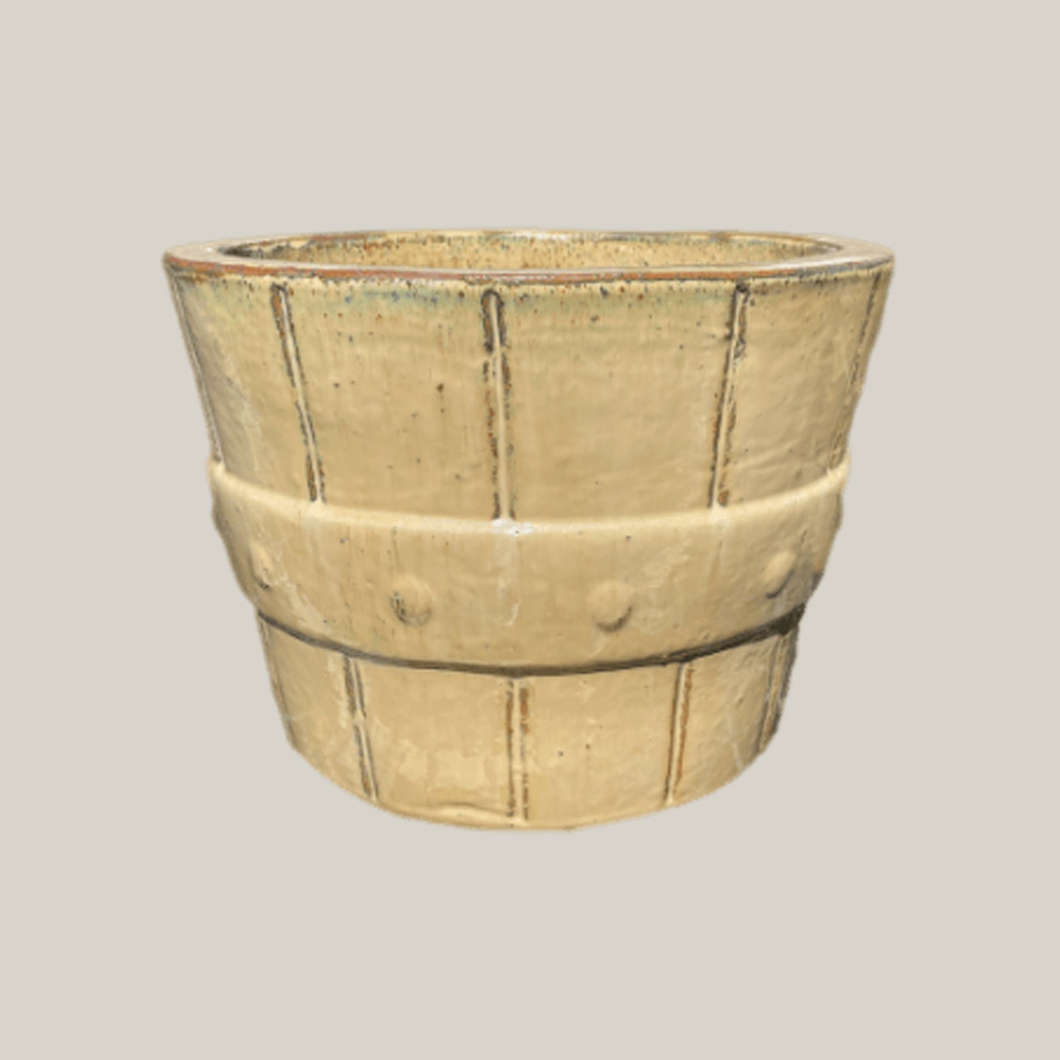 8457N7 -Cream Ceramic Barrel Planter