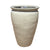 White tall round tapered ceramic planter, slightly angled view featuring a slender tapered profile and handcrafted glazed finish