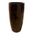 Brown round column ceramic planter, slightly angled view with tall cylindrical shape and handcrafted glazed finish