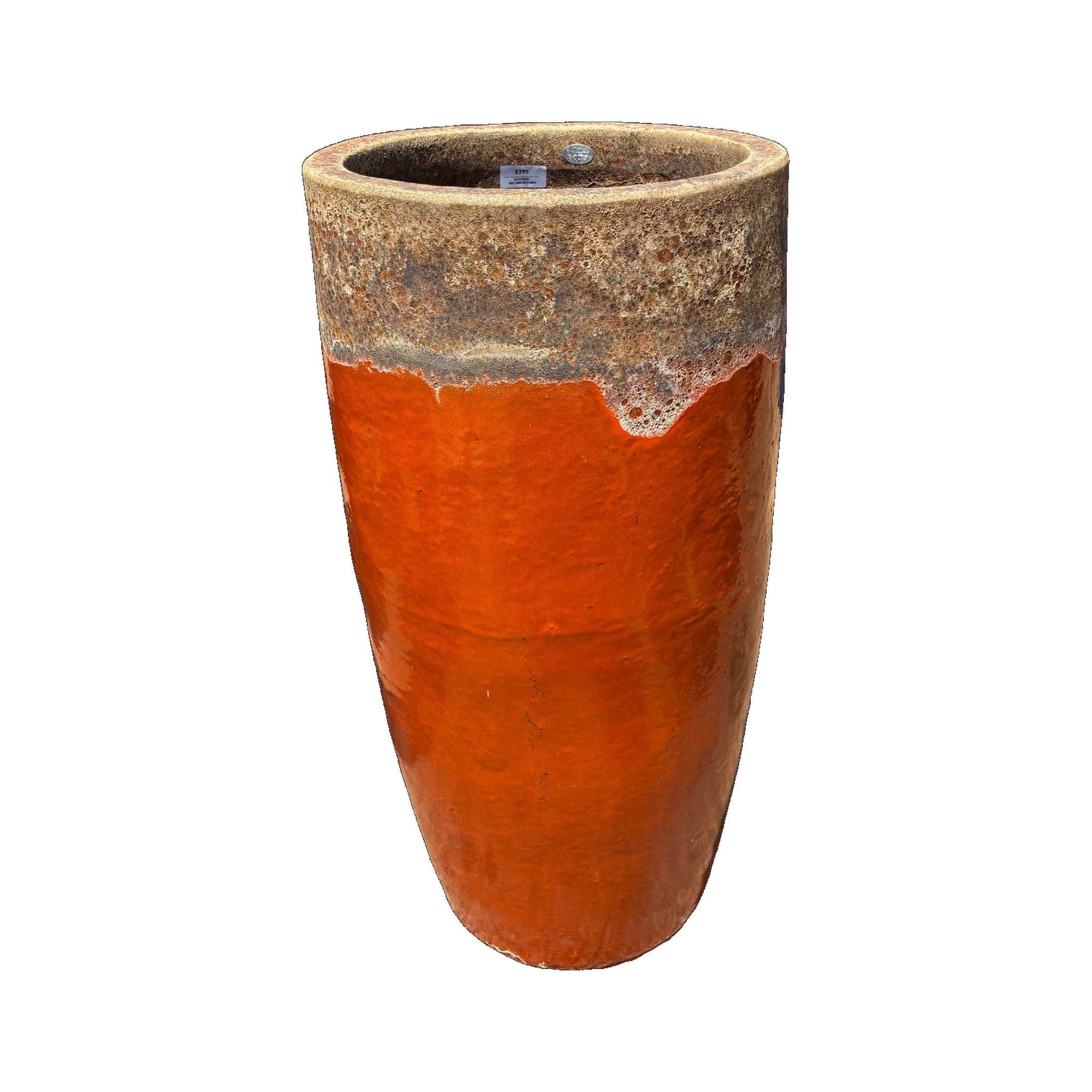 Angkor/Orange Round Column Ceramic Planter | Ten Thousand Pots