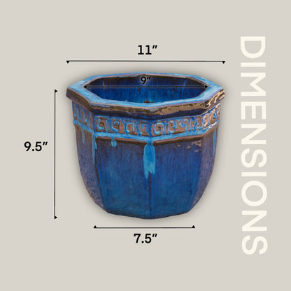 8664N19 - Marble Green Ceramic Octagon Planter