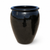 Large round glossy black ceramic jar planter, slightly angled view with handcrafted glazed finish and classic jar silhouette