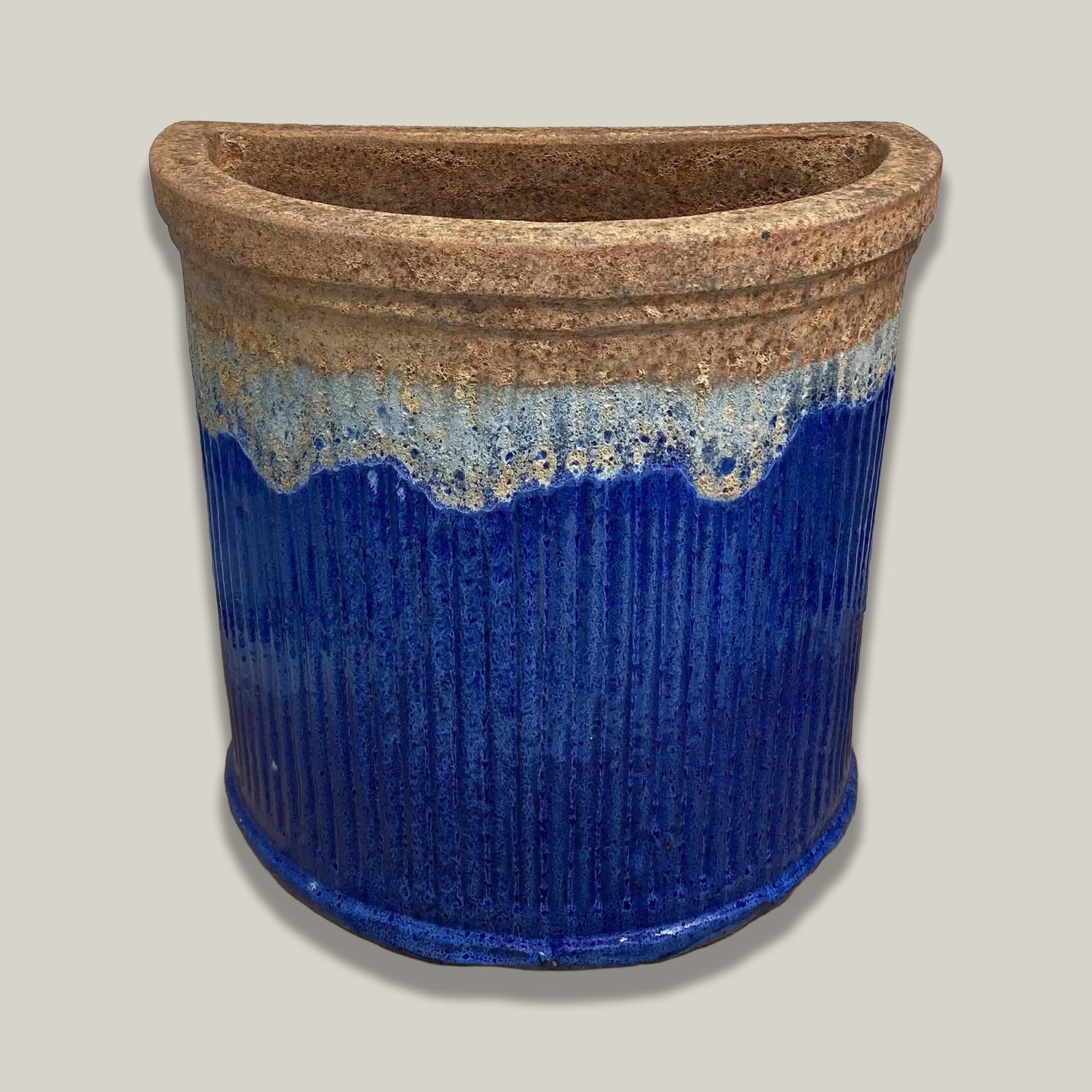 half moon planter pots Angkor/Blue Half Round Ceramic Wall Planter