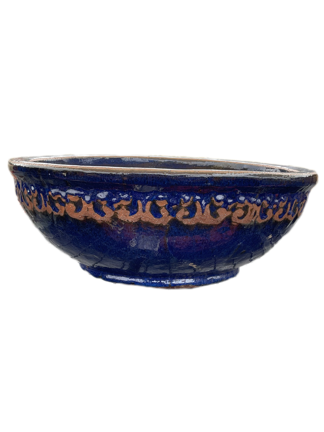 Antique Blue Wide Round Succulent Bowl - Ten Thousand Pots