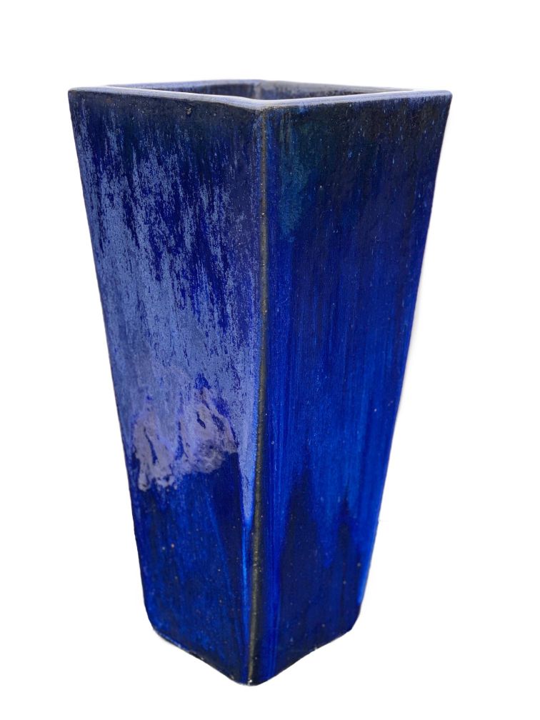 9062C1AFS - Blue Ceramic Tall Wedge Planter - FREE SHIPPING